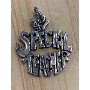 .925 Teacher Apple Sterling Silver Jewelry Charm